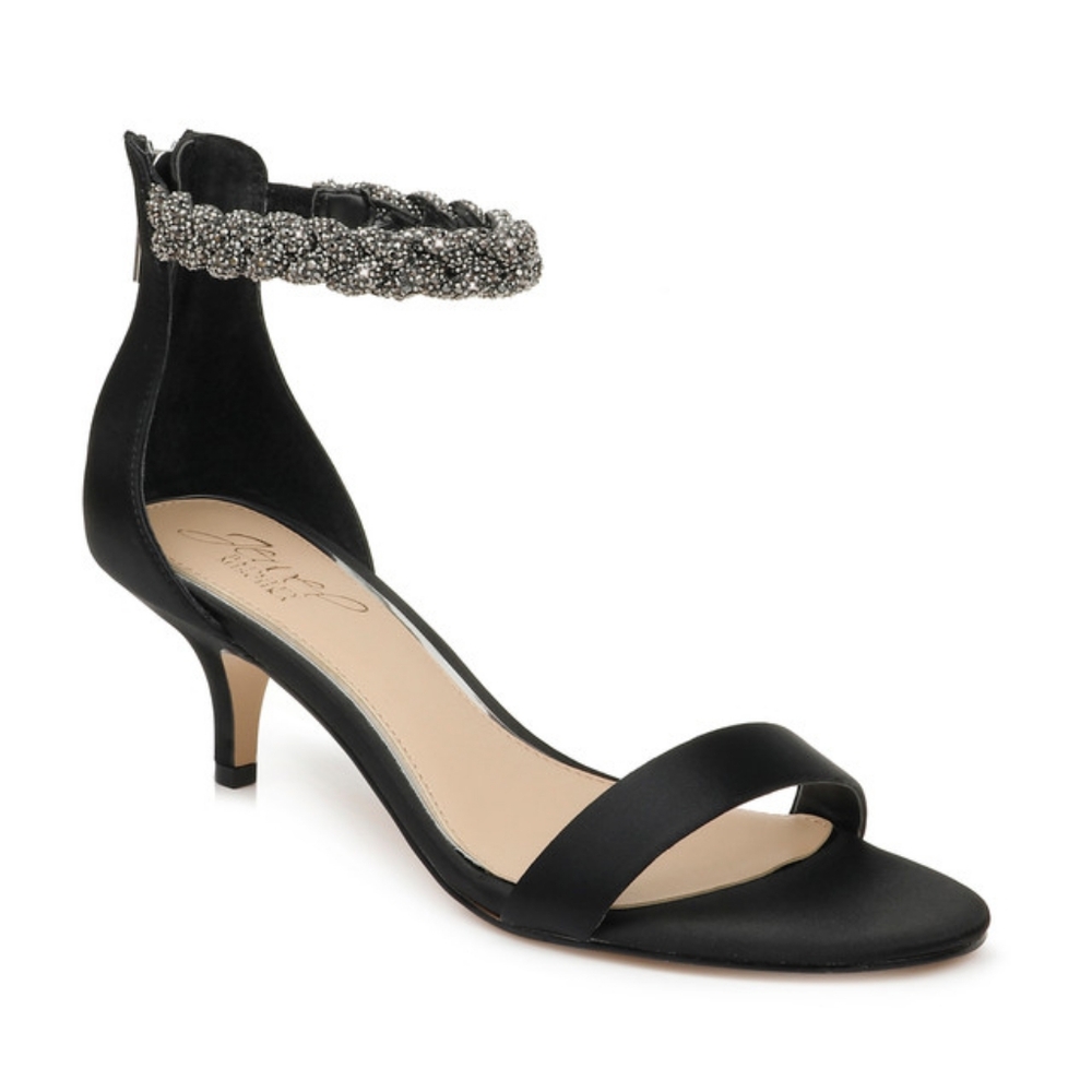 Badgely Mischka Braided Ankle Strap Kitten Heel
